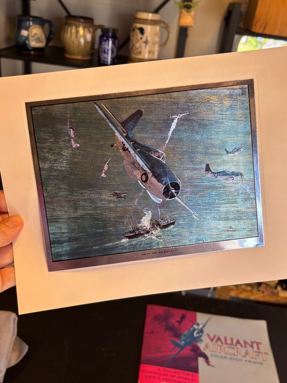 Vintage Aviation Art Prints - Green & Gold Accent Home Art Set World War 2 - Picture 3 of 6